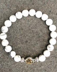 NJ Sand Beaded Gemstone Bracelet - Square Charm