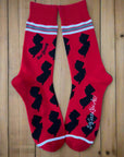 Red and Black Socks with NJ Shapes
