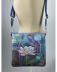 Artwork Cross Body Bags - Lotus Flower w/ Light Blue Back