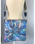 Artwork Cross Body Bags - Watercolor Flower w/ Navy Blue Back