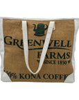 Burlap Tote Bags - White Leather
