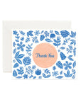Forage Paper Co. Single Greeting Cards - Thank You - Blue and Peach Floral