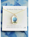 Hand-Painted Coastal Hydrangea Oyster Necklaces - Jewelry