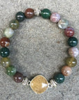 NJ Sand Beaded Gemstone Bracelet - Square Charm