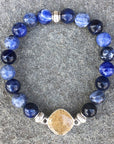 NJ Sand Beaded Gemstone Bracelet - Square Charm