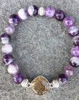 NJ Sand Beaded Gemstone Bracelet - Square Charm