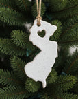 NJ Ornament with Heart Cutout - White