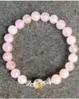 NJ Sand Beaded Gemstone Bracelet - Square Charm - Rose Quartz