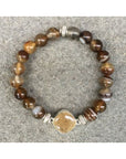 NJ Sand Beaded Gemstone Bracelet - Square Charm - Sardonyx