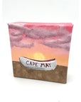 Original Wood Block Canvas Paintings (4’’x4’’) - Cape May Beach Sunset - Jewelry