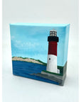Original Wood Block Canvas Paintings (4’’x4’’) - Island Beach State Park Lighthouse