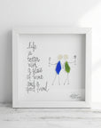 Sea Glass Art - Friendship Themed - Life is Better with... Wine and a Good Friend - Housewares