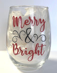 Stemless wine - Christmas - Merry & Bright