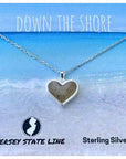 Sterling Silver Necklace with Jersey Shore Sand Charm - Heart Charm