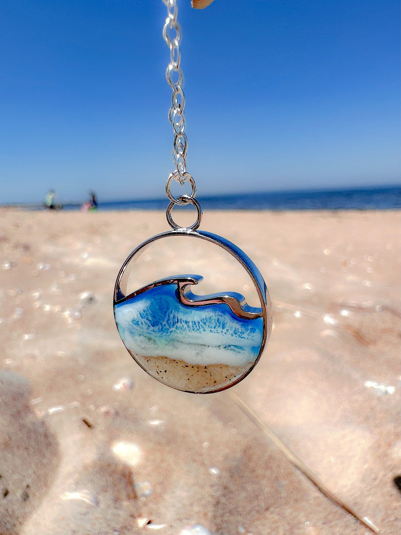 &quot;Waves of Life&quot; Sterling Silver &amp; Resin Necklace NJM