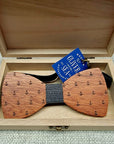 Wooden Bow Tie - Anchor Print Wood / Dark Gray - Apparel & Accessories