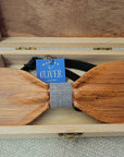 Wooden Bow Tie - Gathered Wood / Light Gray - Apparel & Accessories
