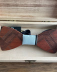 Wooden Bow Tie - Plaid Wood / Baby Blue - Apparel & Accessories