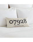 Zip Code Pillow Natural/Off-White Organic Cotton & Linen - Chatham 07928 - Home & Lifestyle
