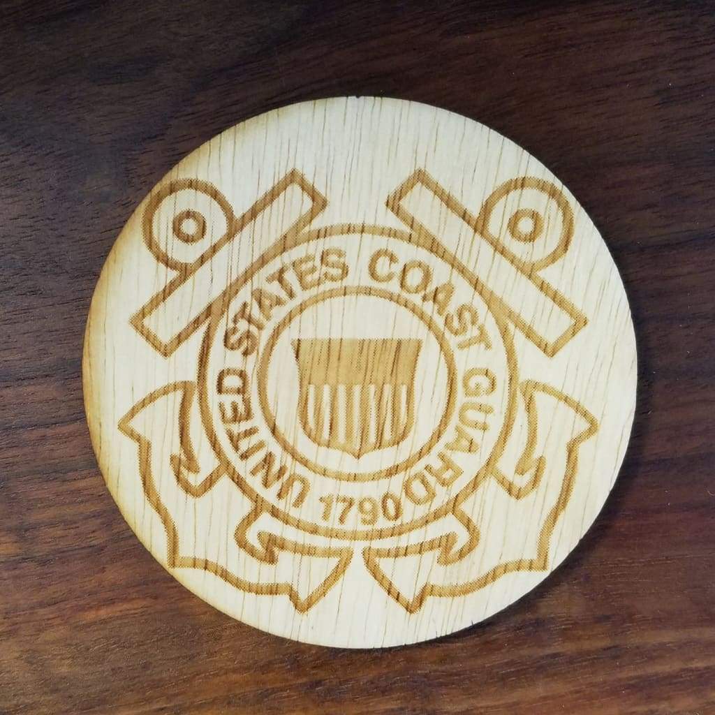 Laser Cut Wood Coasters Armed Forces - Coast Guard - Home &amp; Lifestyle