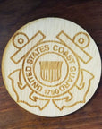 Laser Cut Wood Coasters Armed Forces - Coast Guard - Home & Lifestyle