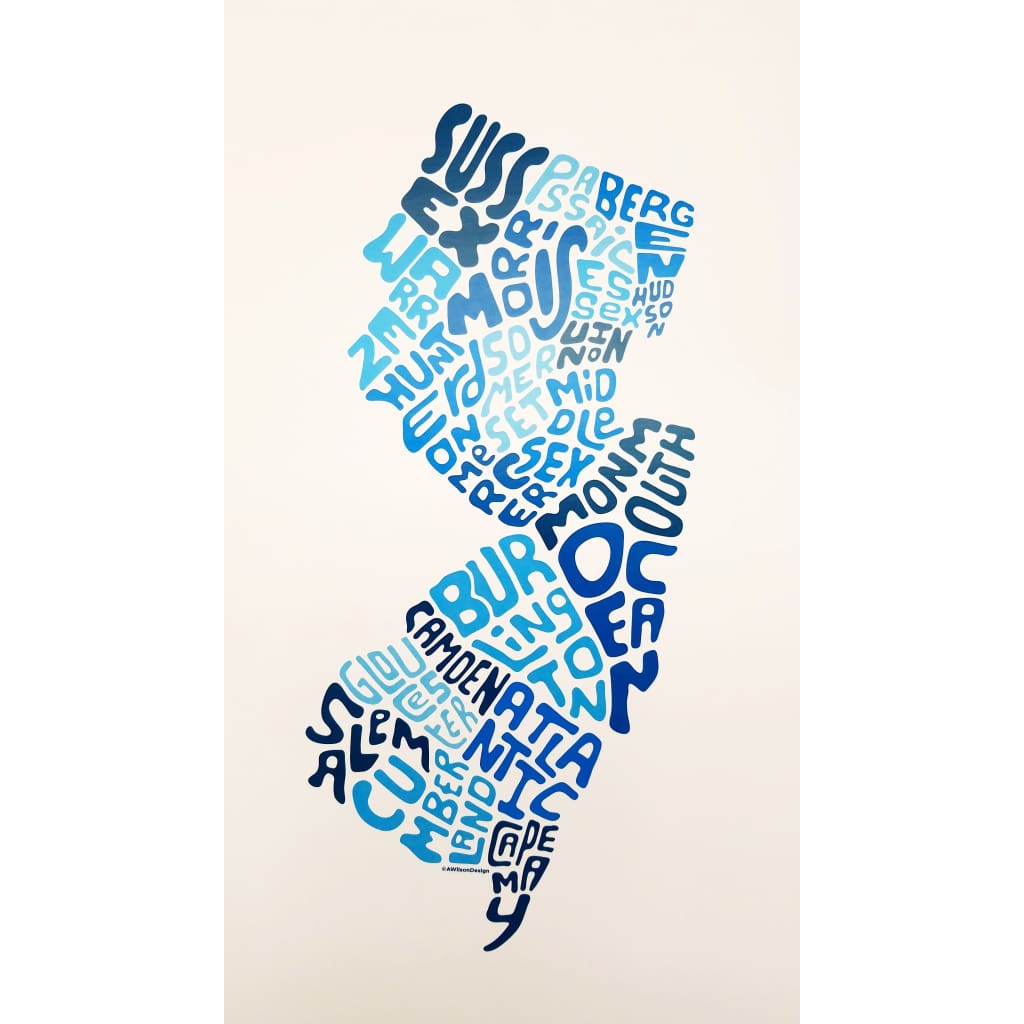 Counties Print - Blue Unframed - Prints &amp; Artwork