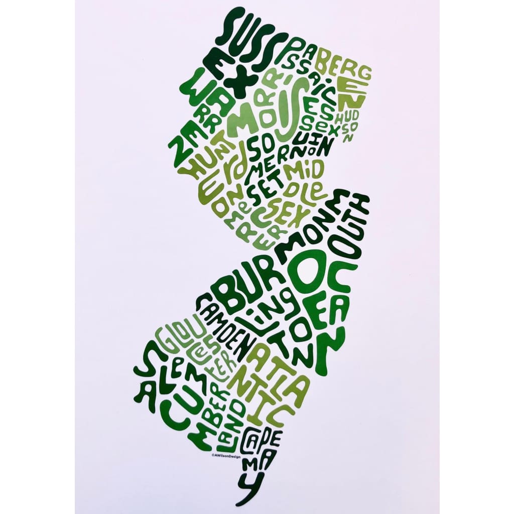 Counties Print - Green Unframed - Prints & Artwork
