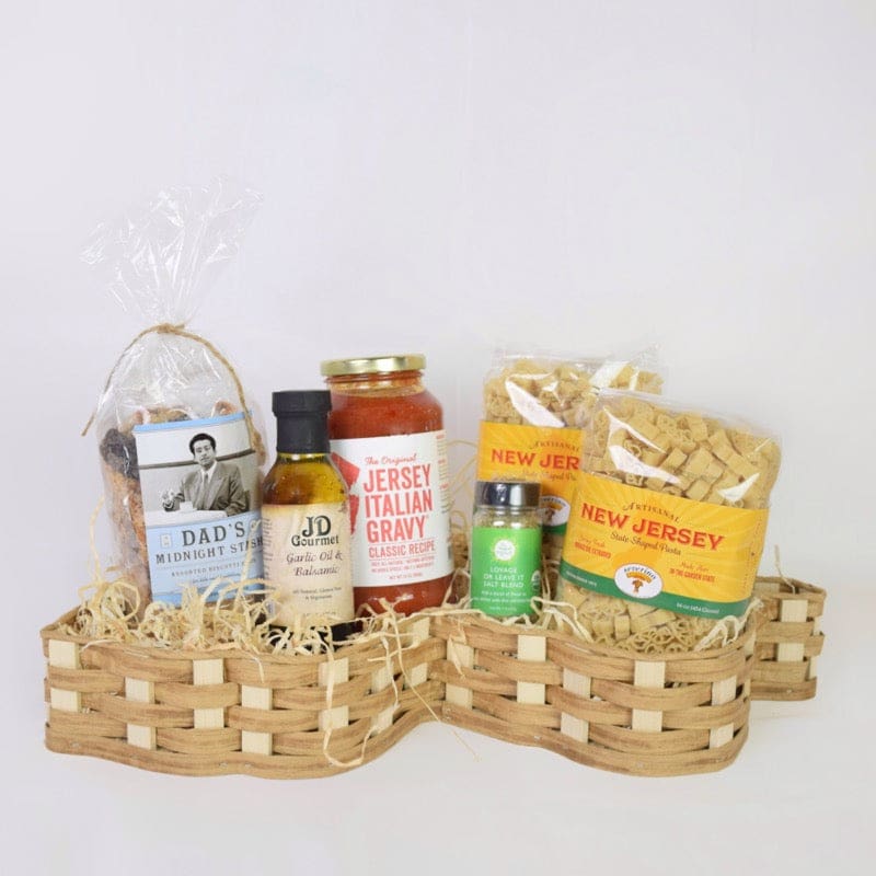 Italian Sampler Gift Basket - New Jersey Shaped Basket - Local Goods Gift Boxes