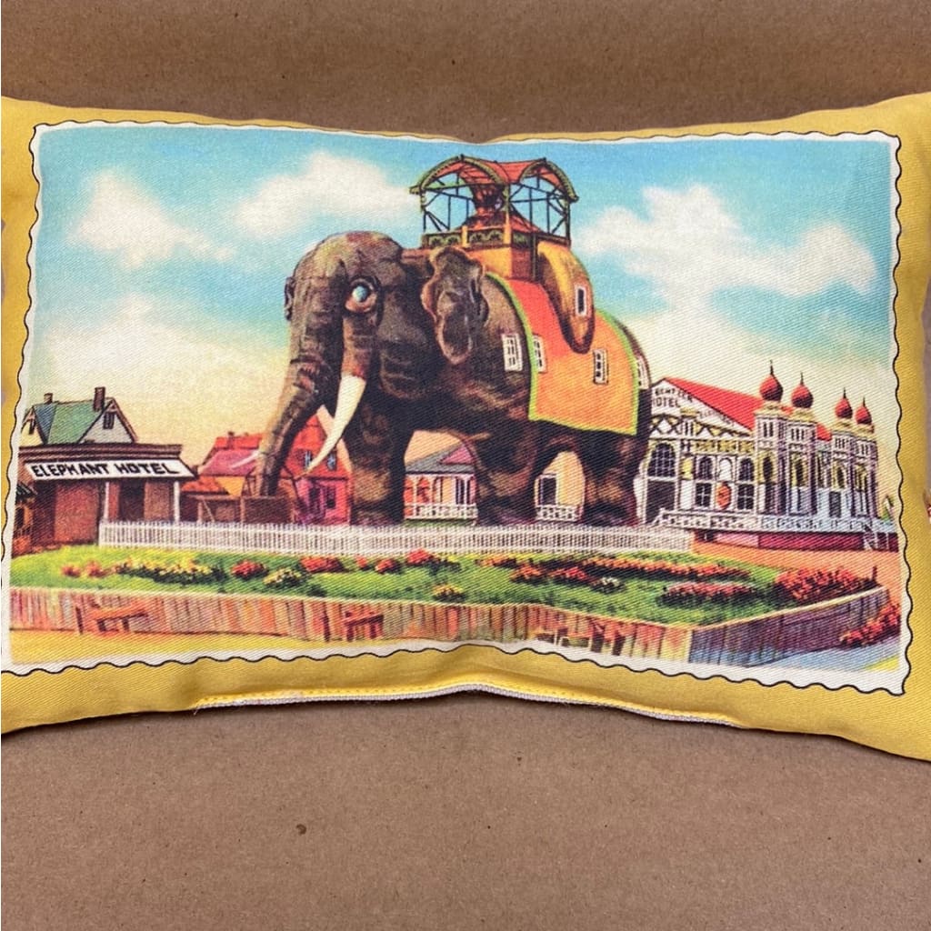 Mini Canvas Vintage Postcard Pillow - Lucy the Elephant - Home &amp; Lifestyle