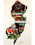 NJ Christmas Card - Fireplace w/ Santa Merry Christmas from NJ - Books & Cards