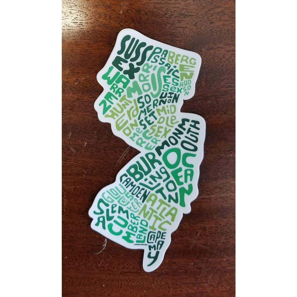 NJ Counties Sticker - Green - Books &amp; Cards