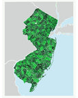NJ Town Type Map giclee print unframed - 18x24 / Greens - Prints & Artwork