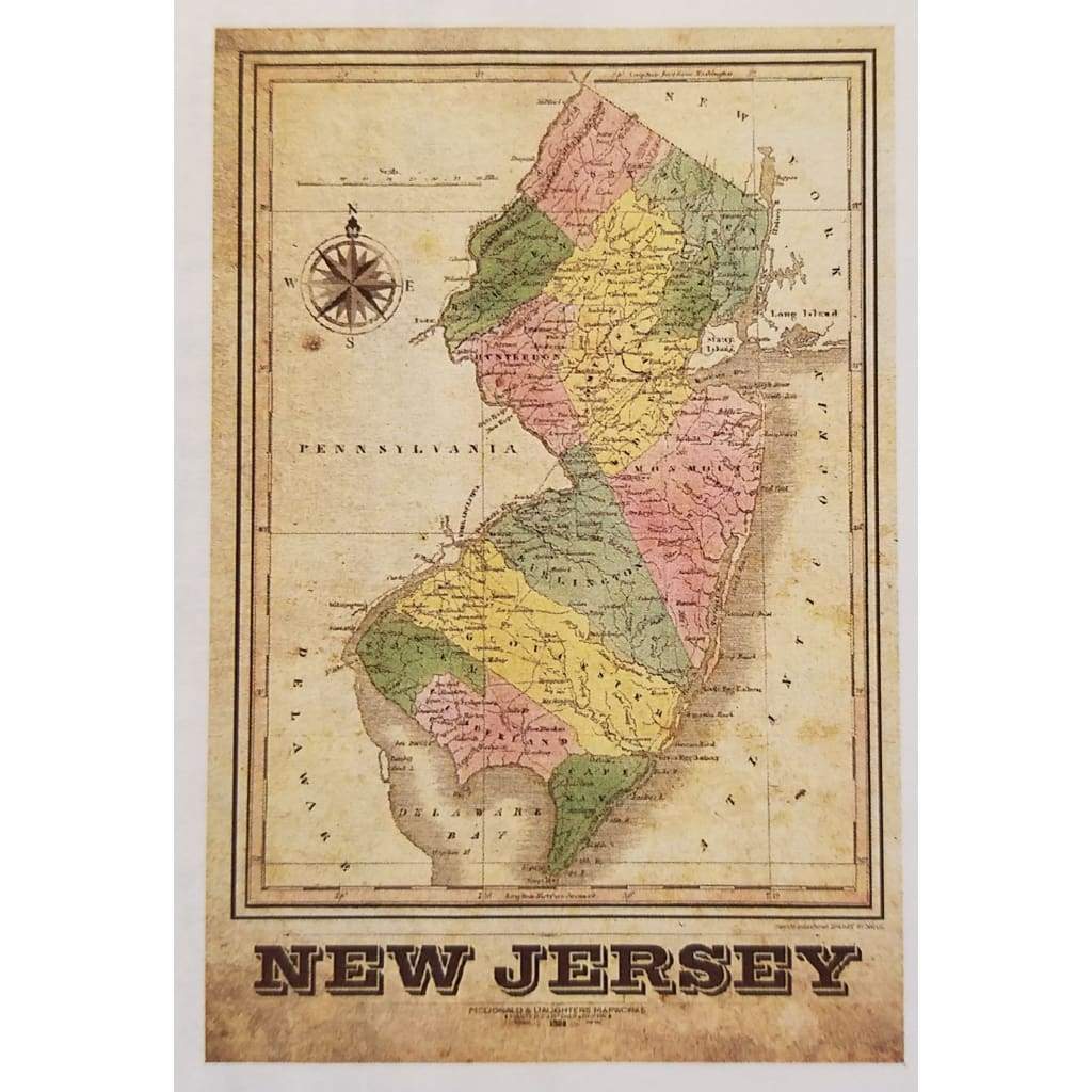Vintage New Jersey Map 1834 - Prints & Artwork