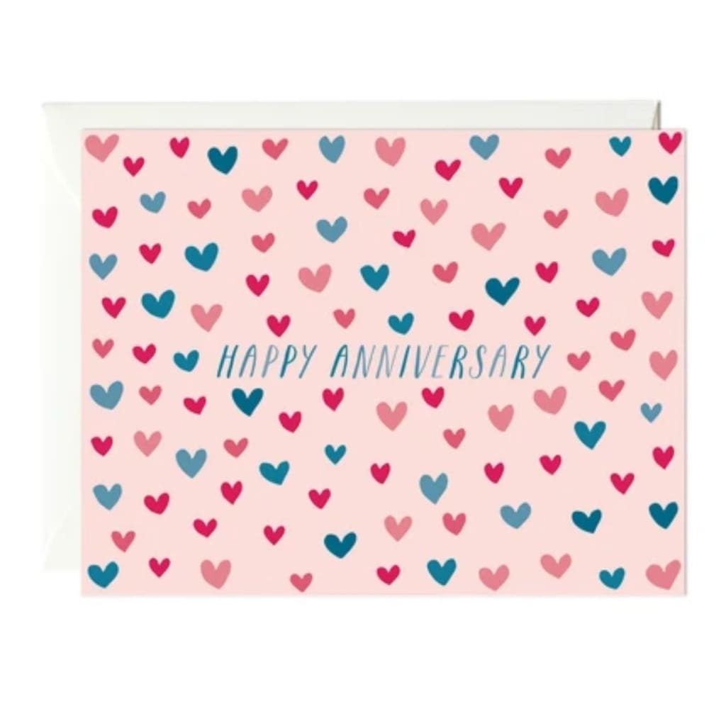 Wedding/Anniversary Greeting Card - Happy Anniversary - Hearts - Books & Cards