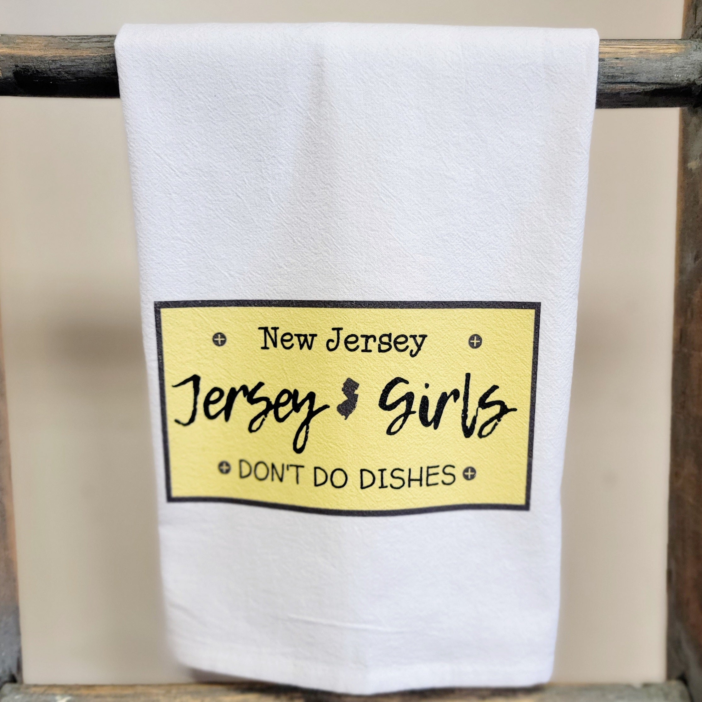 Jersey Girls License Plate Dish Towel