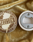 Engraved Disk Bottle Openers - Towns