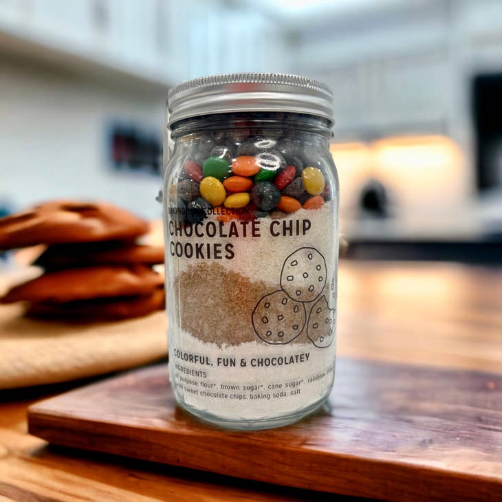 Chocolate Chip Rainbow Cookie Mix in Mason Jar
