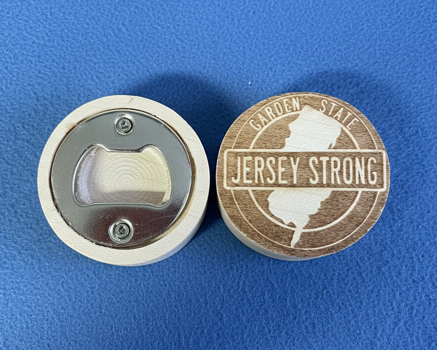 Engraved Disk Bottle Openers - Jersey and Sports Themed