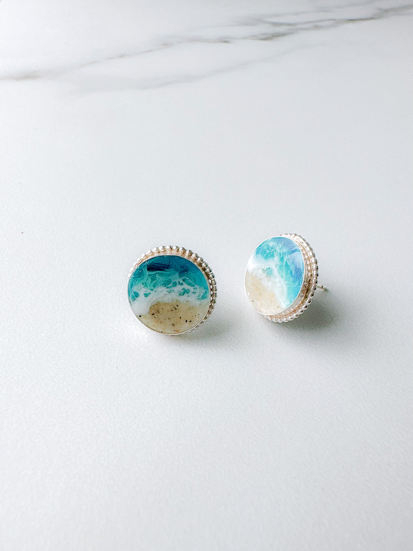 &quot;Emerald Waters&quot; Sterling Silver Stud Earrings