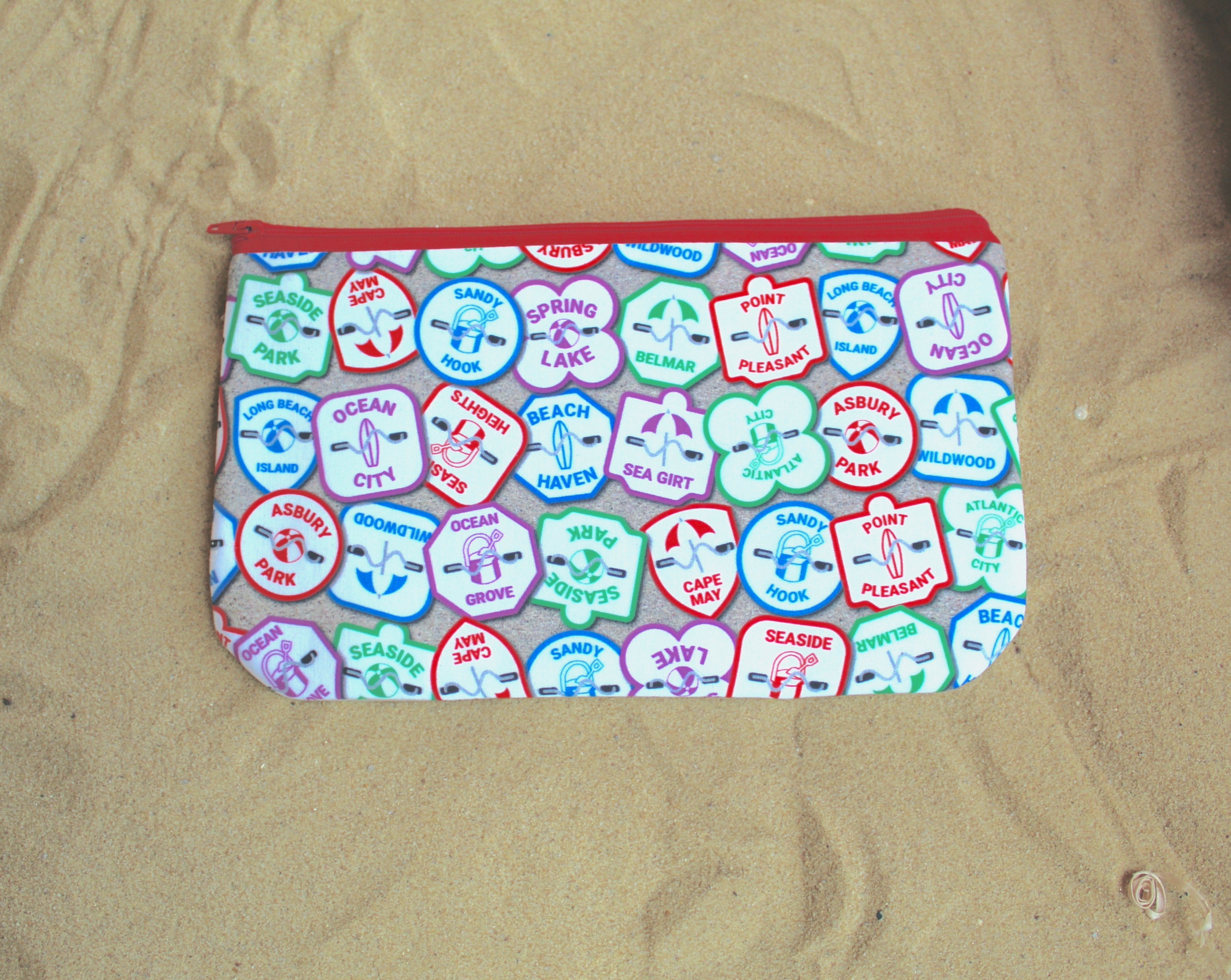 Jersey Shore Beach Tag 8&quot; x 10&quot; Zippered Pouch