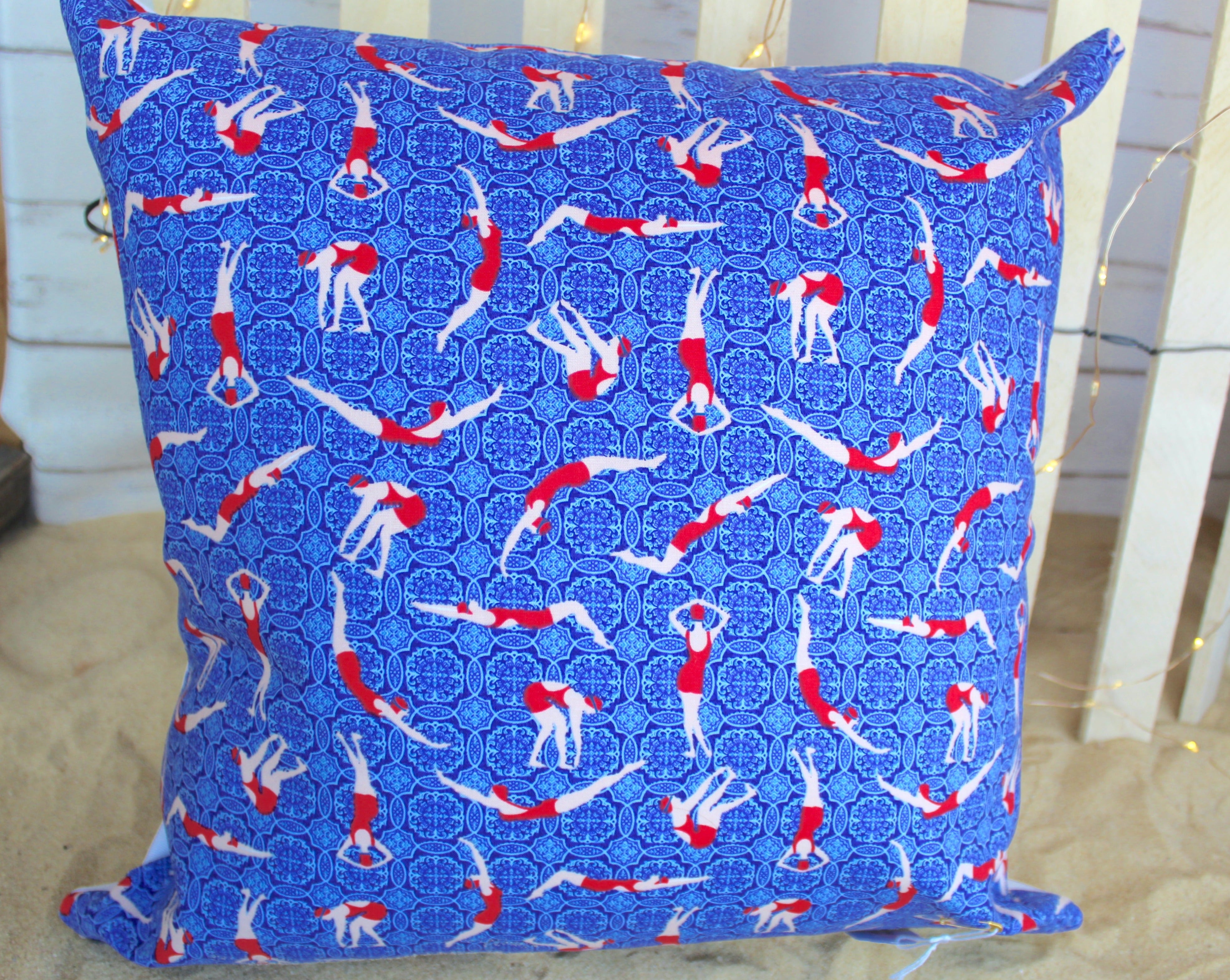 Embroidered &quot;To the Sea&quot; 16&quot; square pillow