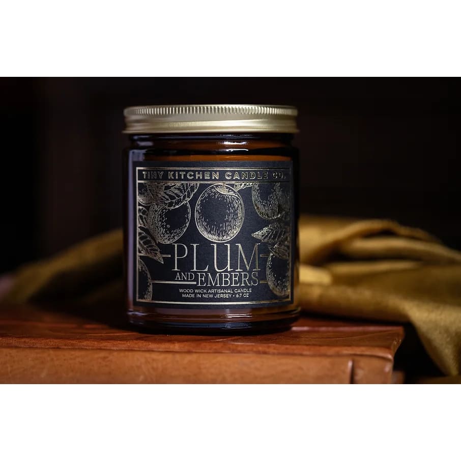 Artisanal Wood Wick Candles - Plum &amp; Embers - Candles