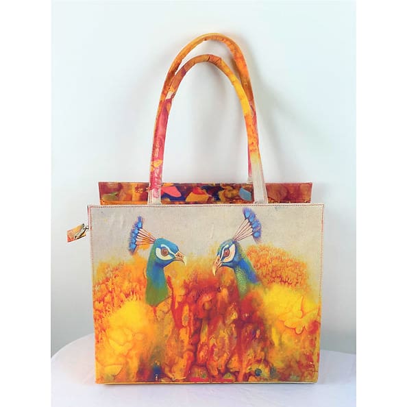 Artwork Tote Large - Tuk Tuk Totes - Peacock ’Happiness’