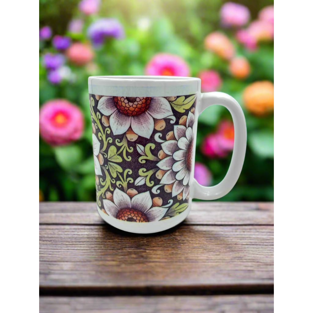 Botanical and Animal-Themed Mugs (15 oz) - Flowers & Vines - Home & Lifestyle