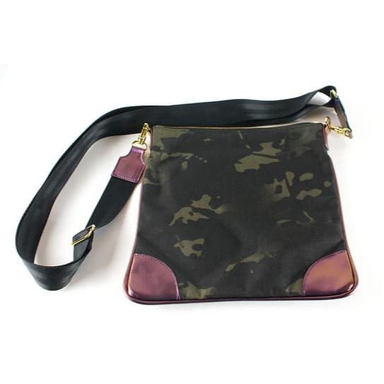 Camo Cross Body Bags - Black Camo w/ Bronze Metalic Corners