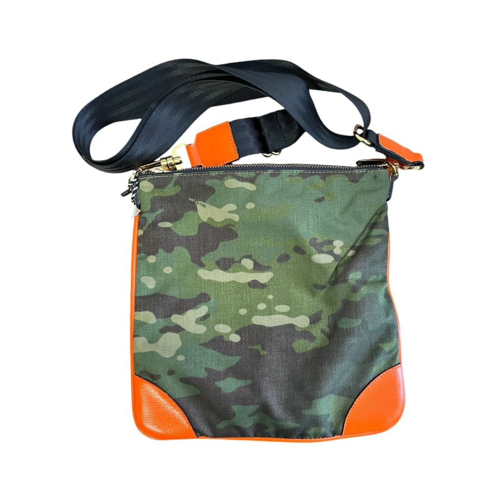 Camo Cross Body Bags - Green Camo w/ Orange Corners