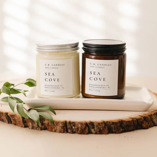 CB Candles - 8 oz Soy Candles Clear Jar - Sea Cove - Candles
