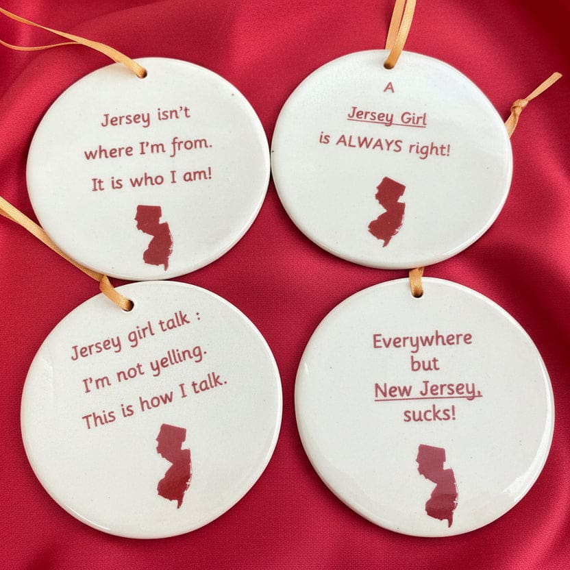 Ceramic Round Ornaments - Everywhere but NJ Sucks! - Pottery