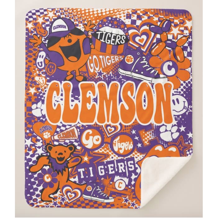 Collegiate Sherpa Blanket - Clemson (Girls) - Home &amp; Lifestyle