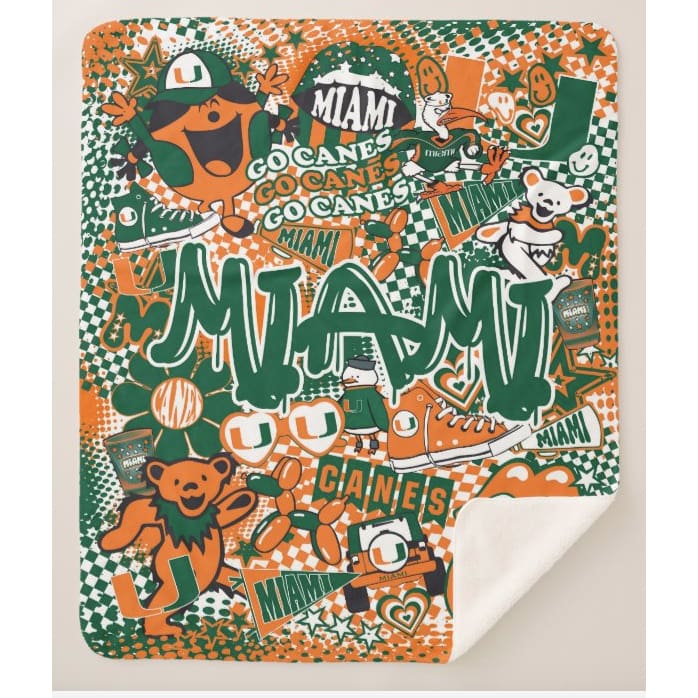 Collegiate Sherpa Blanket - Miami (Girls) - Home &amp; Lifestyle